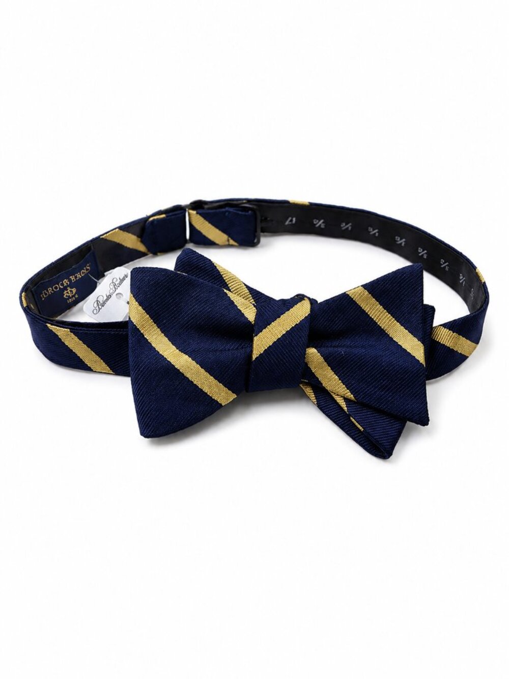 Brooks Brothers Mens Bow Tie Navy Blue Yellow Formal Wedding Dress Silk Business